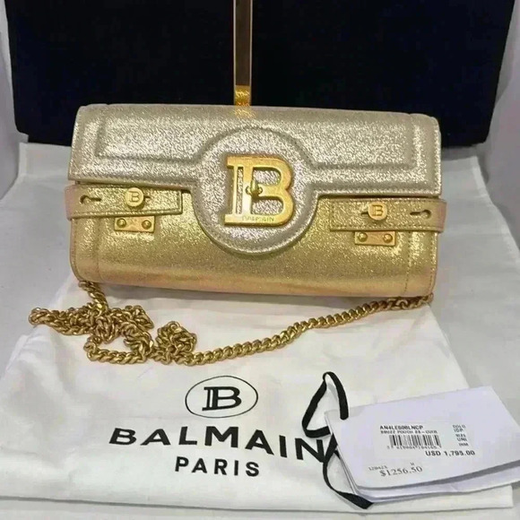 NEW BALMAIN B-Buzz 23 Metallic Leather Shoulder Bag/Clutch Retails For $1,795 - Picture 6 of 6